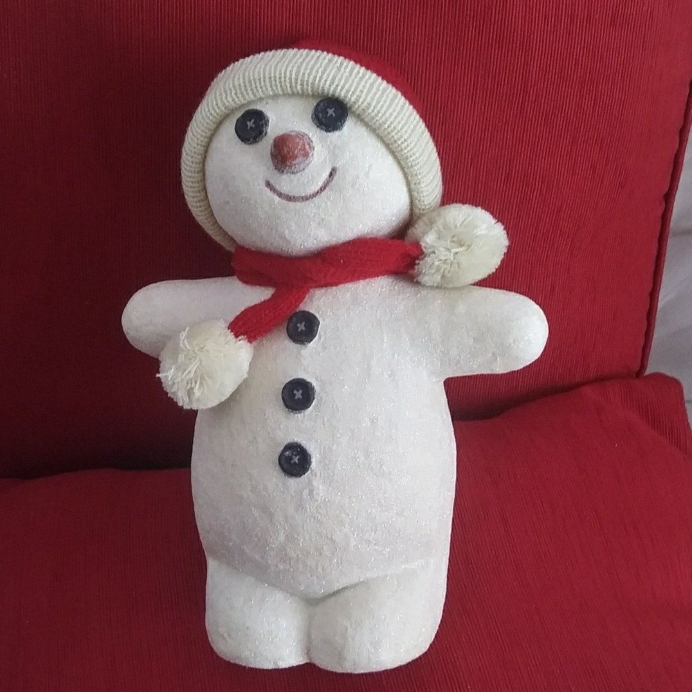 Snowman with red hat and scarf